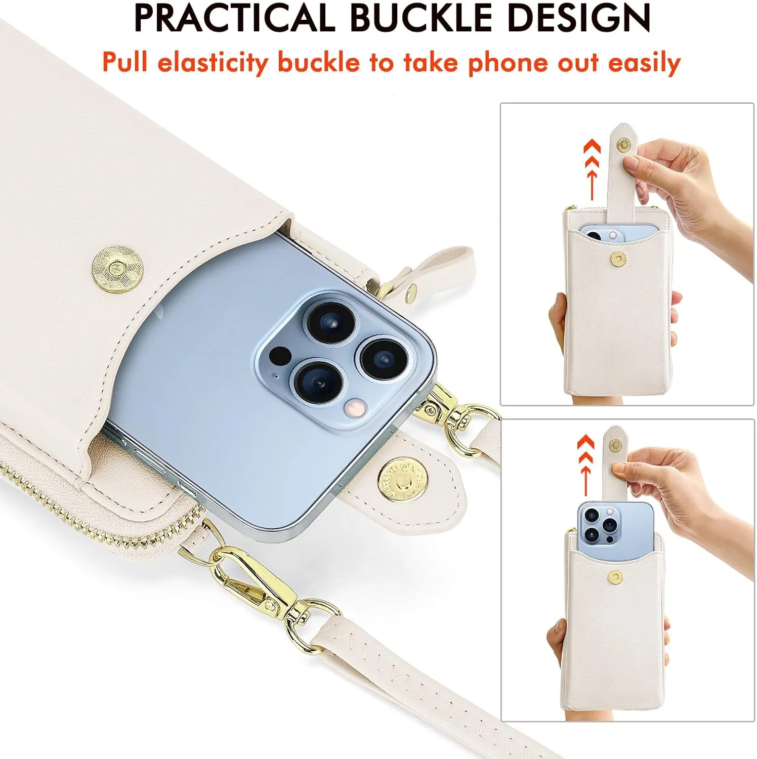 Peacocktion Black Small Crossbody Bags for Women, RFID Leather Cell Phone Purses Wallet, Trendy Crossbody Purses with Zipper