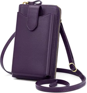 Peacocktion Black Small Crossbody Bags for Women, RFID Leather Cell Phone Purses Wallet, Trendy Crossbody Purses with Zipper