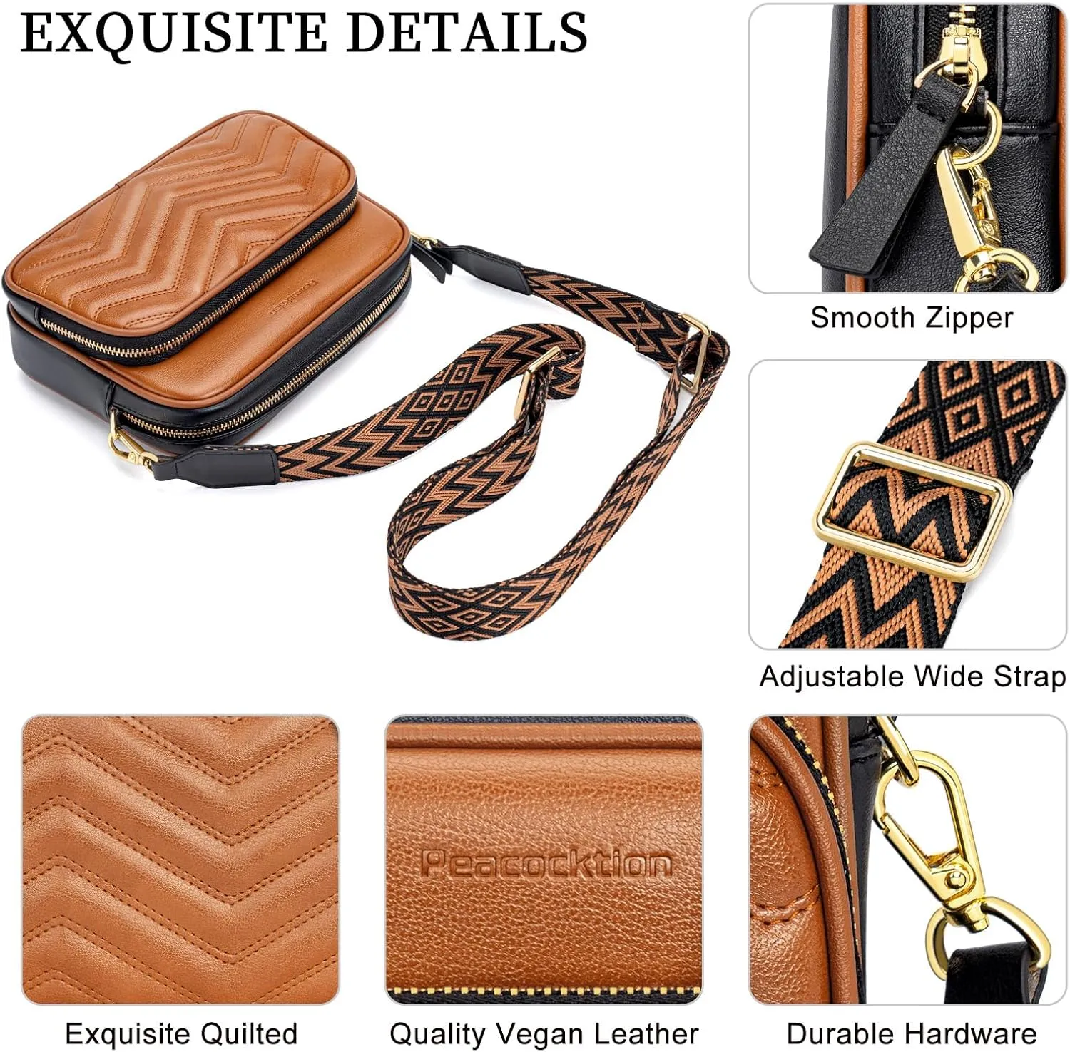 Peacocktion Small Crossbody Bags for Women, RFID Wallet Purse Cellphone Card Holder Wristlet 2 Straps