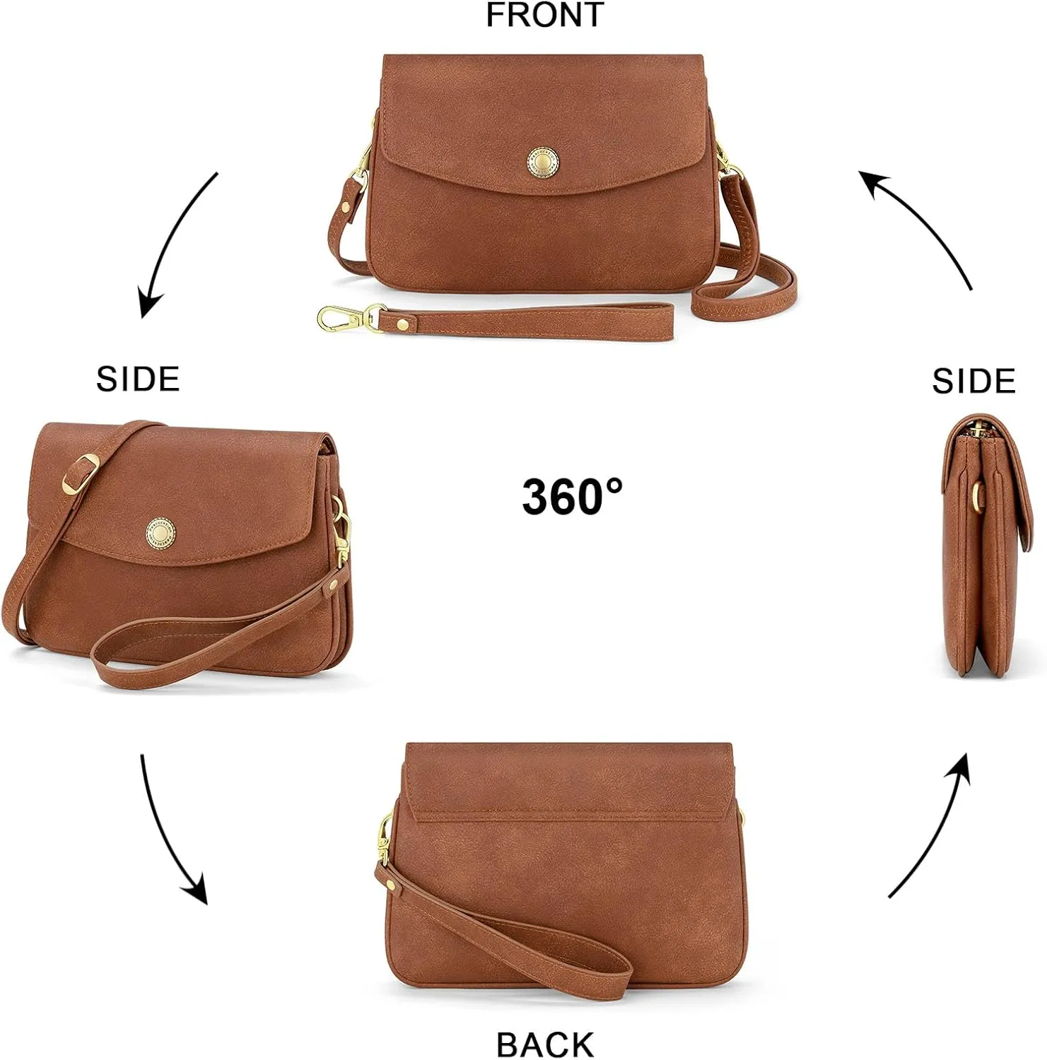 Peacocktion Small Crossbody Bags for Women, RFID Wallet Purse Cellphone Card Holder Wristlet 2 Straps