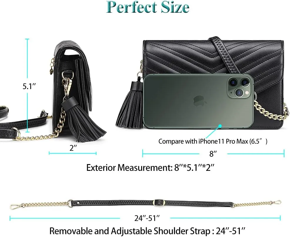 Peacocktion Small Crossbody Bags for Women, RFID Wallet Purse Cellphone Card Holder Wristlet 2 Straps