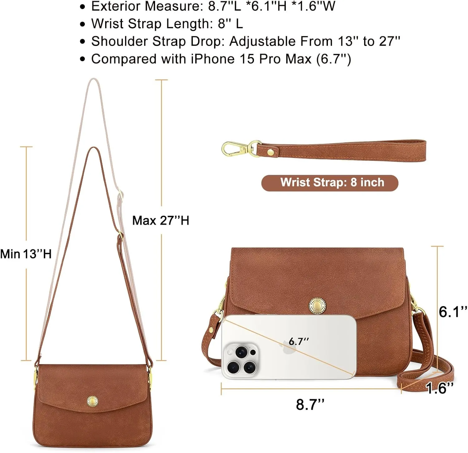 Peacocktion Small Crossbody Bags for Women, RFID Wallet Purse Cellphone Card Holder Wristlet 2 Straps