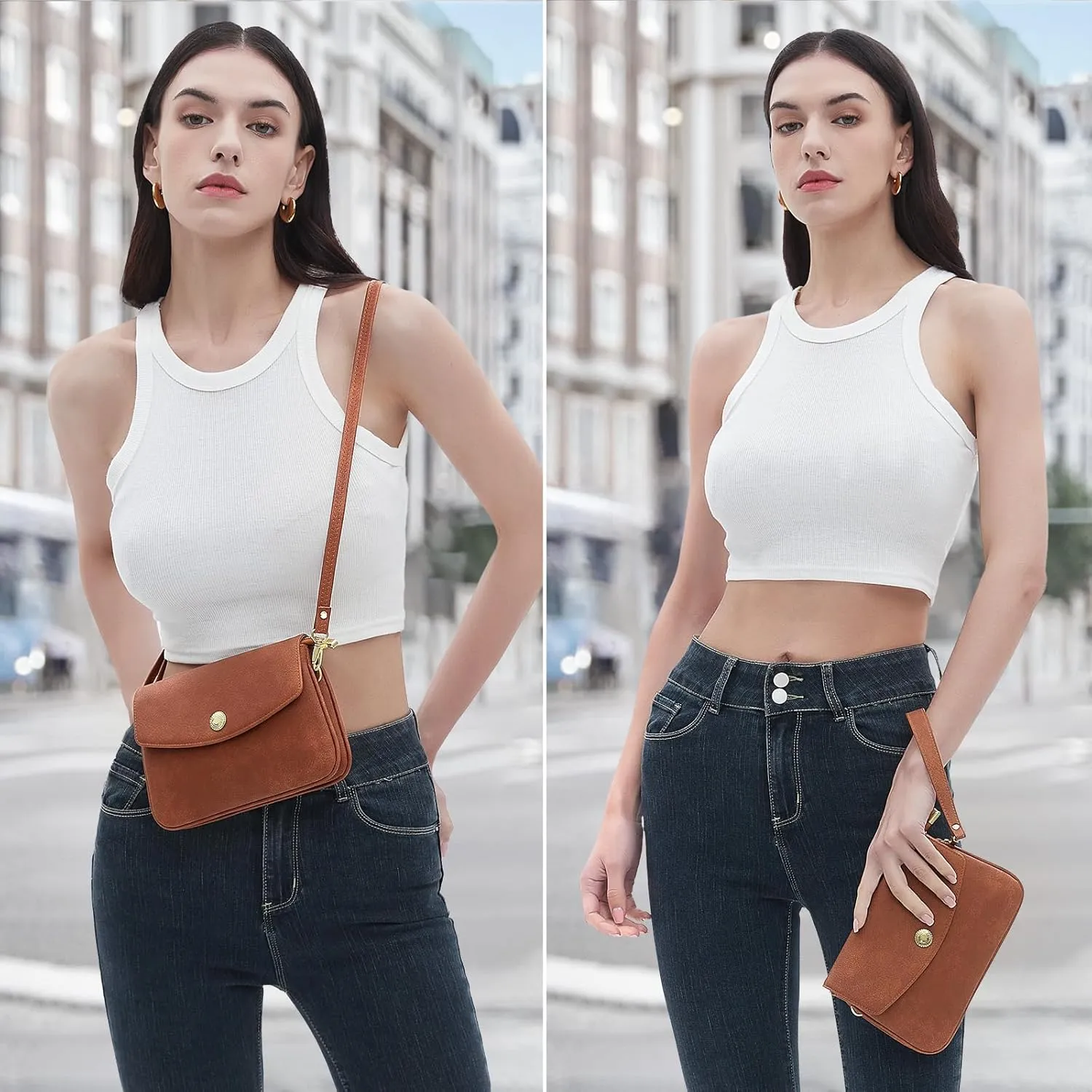 Peacocktion Small Crossbody Bags for Women, RFID Wallet Purse Cellphone Card Holder Wristlet 2 Straps