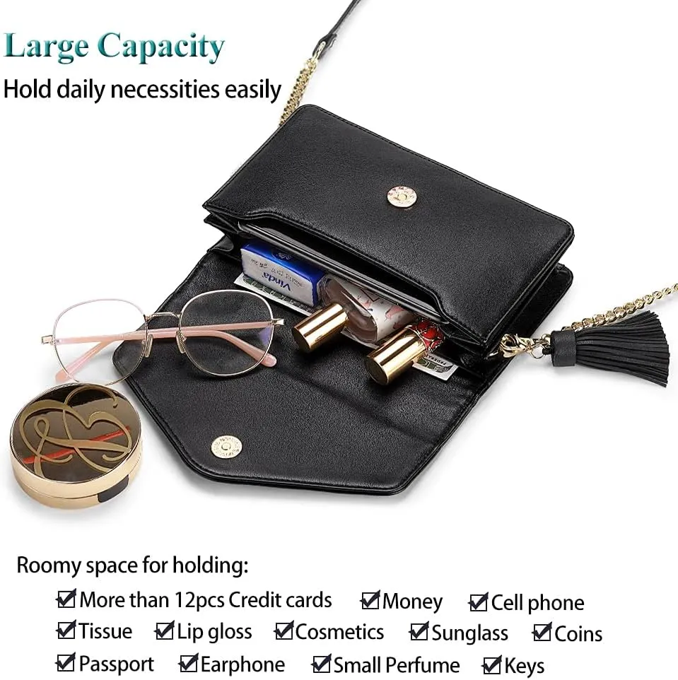 Peacocktion Small Crossbody Bags for Women, RFID Wallet Purse Cellphone Card Holder Wristlet 2 Straps