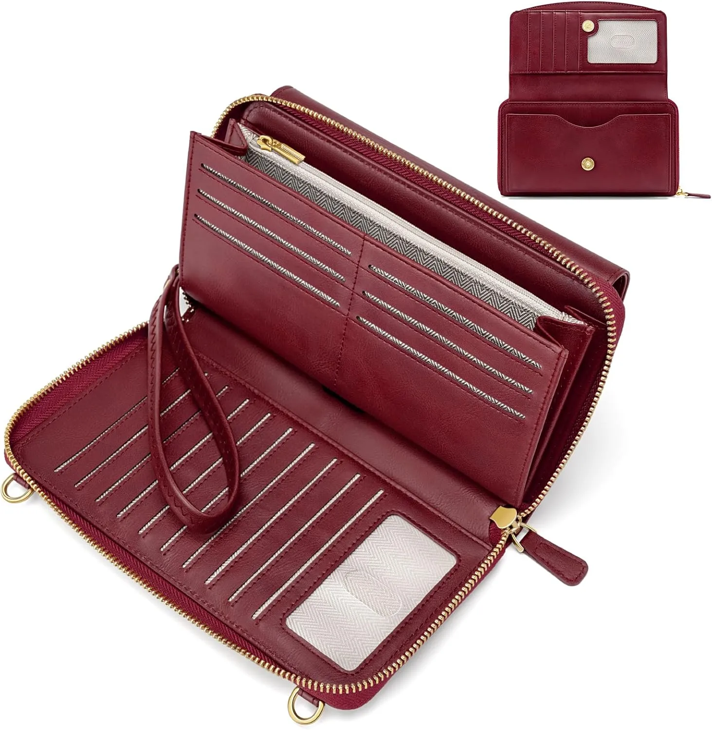 Peacocktion Women Wallet Purse Card Holder with RFID, Large Capacity Crossbody Wristlet Clutch 2 Straps