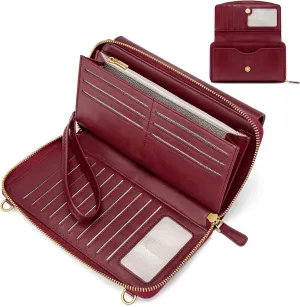 Peacocktion Women Wallet Purse Card Holder with RFID, Large Capacity Crossbody Wristlet Clutch 2 Straps
