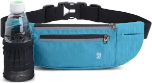 Peicees Fanny Pack with Water Bottle Holder Waist Bag for Men Women Water Resistant Lightweight Reflective Adjustable Running Belt Headphone Bag Travel Pocket for Outdoor Camping Fitness Hiking