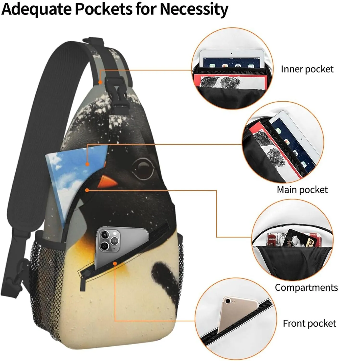 penguins Men's And Women's Small Crossbody Bags Chest Bags Daily Bags Are Suitable For Outdoor Hiking Trips
