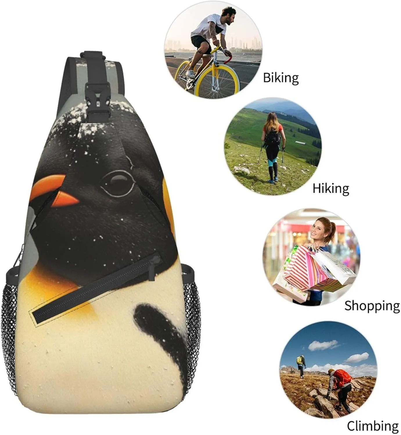penguins Men's And Women's Small Crossbody Bags Chest Bags Daily Bags Are Suitable For Outdoor Hiking Trips
