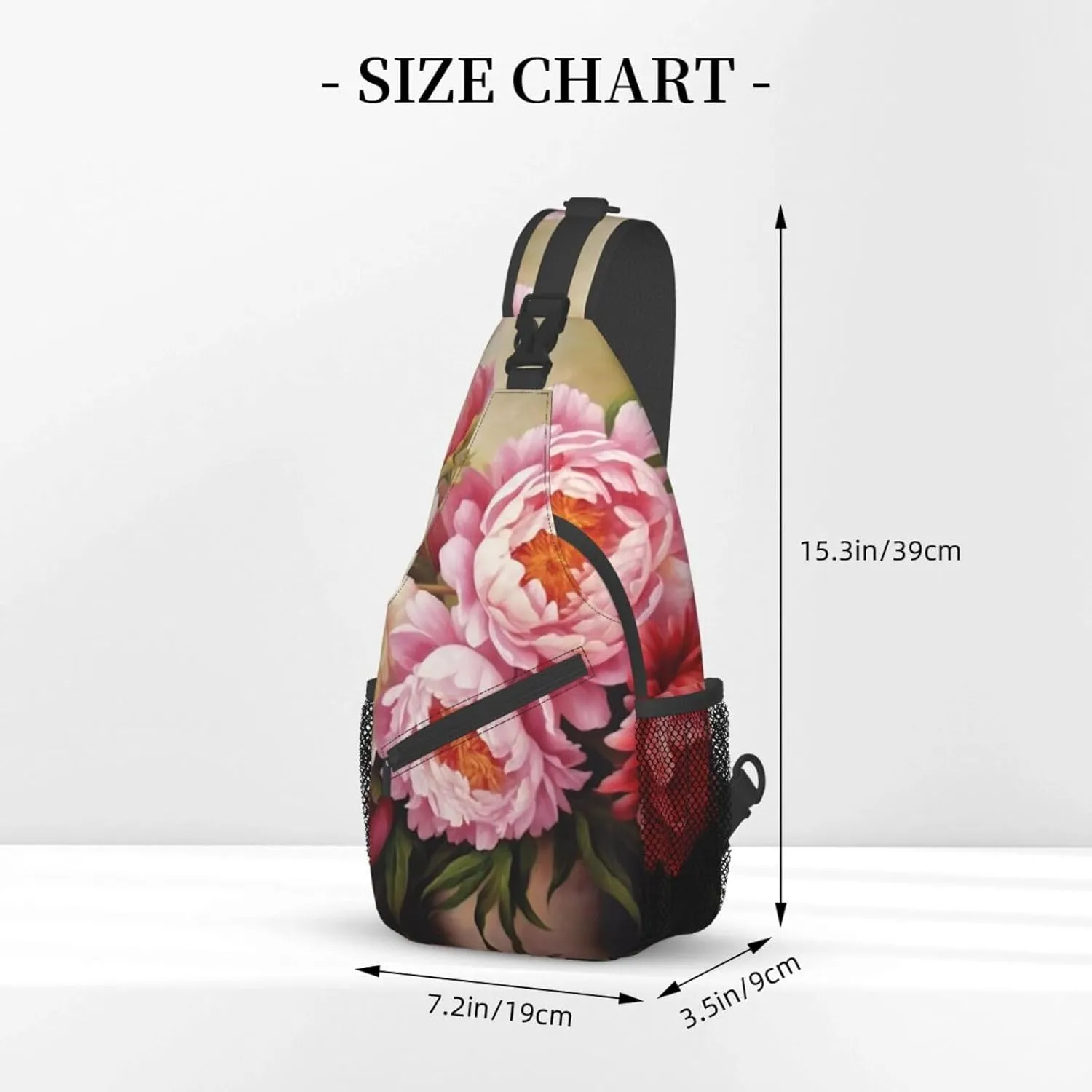 Peony Flowers Blossom Print Men'S Casual Crossbody Chest Bag - A Versatile Accessory For Everyday Use And Short Trips