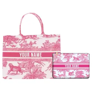 Personalized Book Tote Handbag   Clutch with Your Name or Initial Monogram Embroidery Design for Women Evening Bag Wedding Bridal Gift Beach Bag Shopper