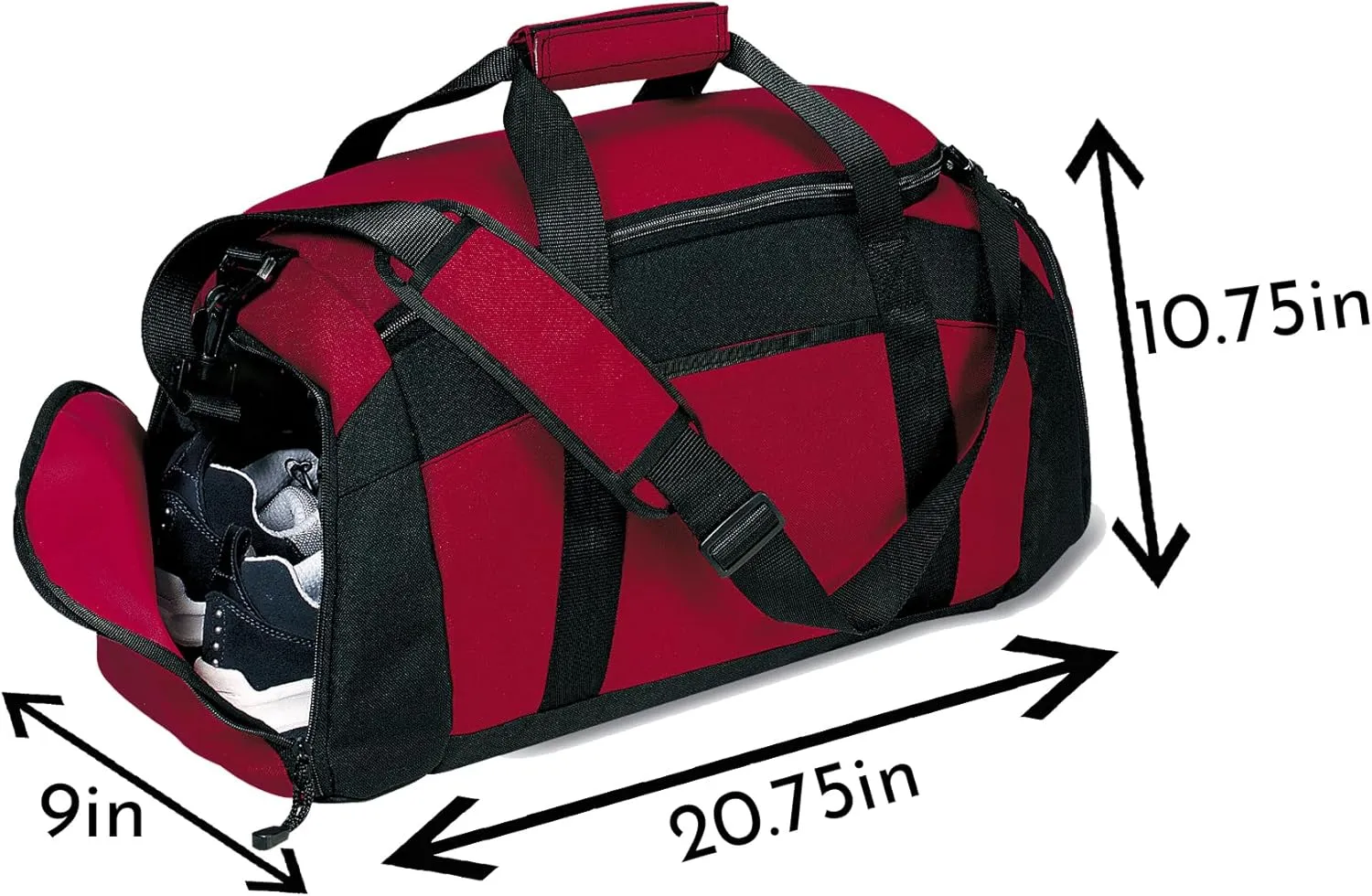 Personalized Sports Duffle Bag with Shoe Compartment (Badminton, Black)