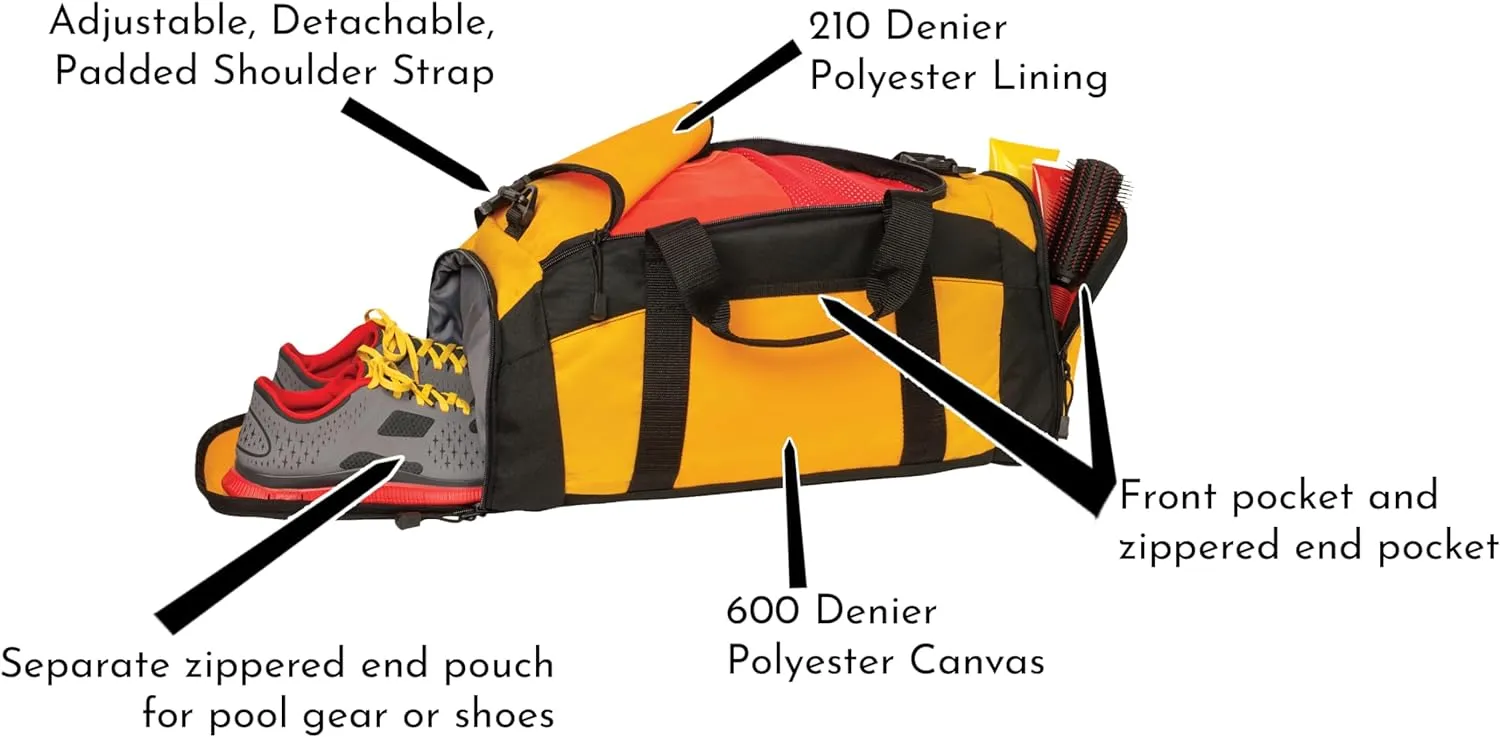 Personalized Sports Duffle Bag with Shoe Compartment (Badminton, Black)