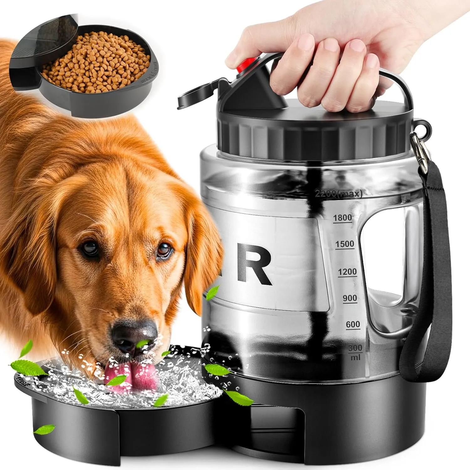 PETNF 77 oz Portable Dog Water Bottle for Travel， Travel Water Bowl for Dogs Leak-Proof， Suitable for Large Pet Drinking, A Must-Have for Outdoor, Camping, Walking, Beach, Hunting, and Other Scenes