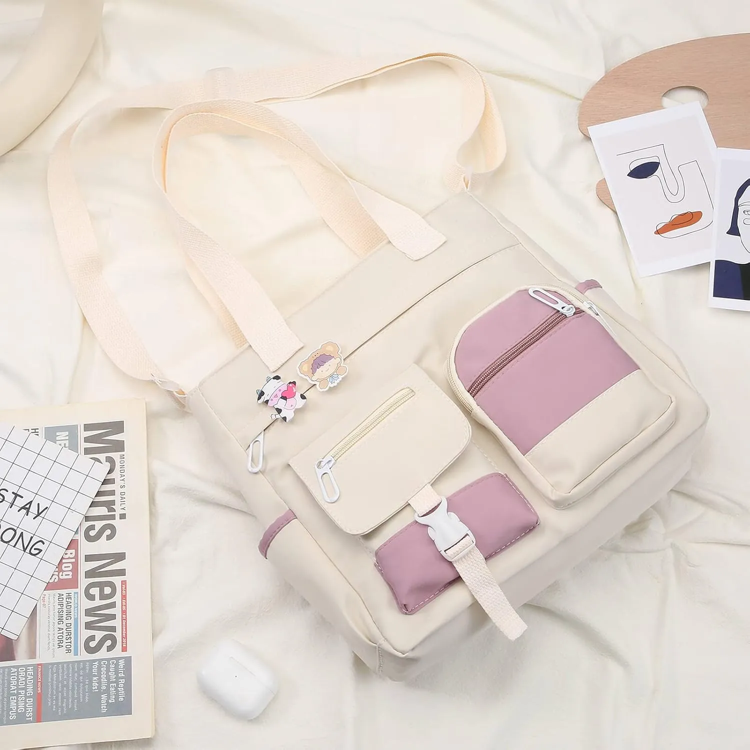 Phaoullzon Crossbody Cute Bag for Teens Kawaii Messenger Purse Nylon Shoulder Tote Bags