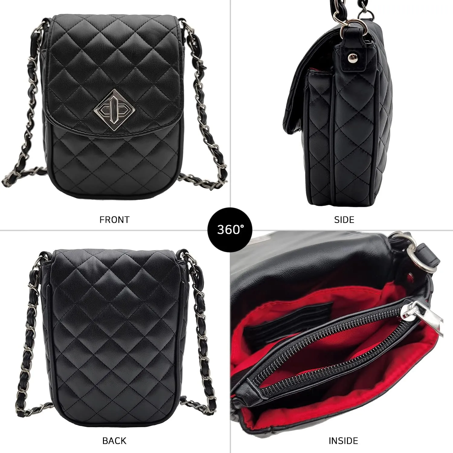 Phone Crossbody Bags for Women Small Vegan Leather Mini Shoulder Wallet Card Quilted Purse