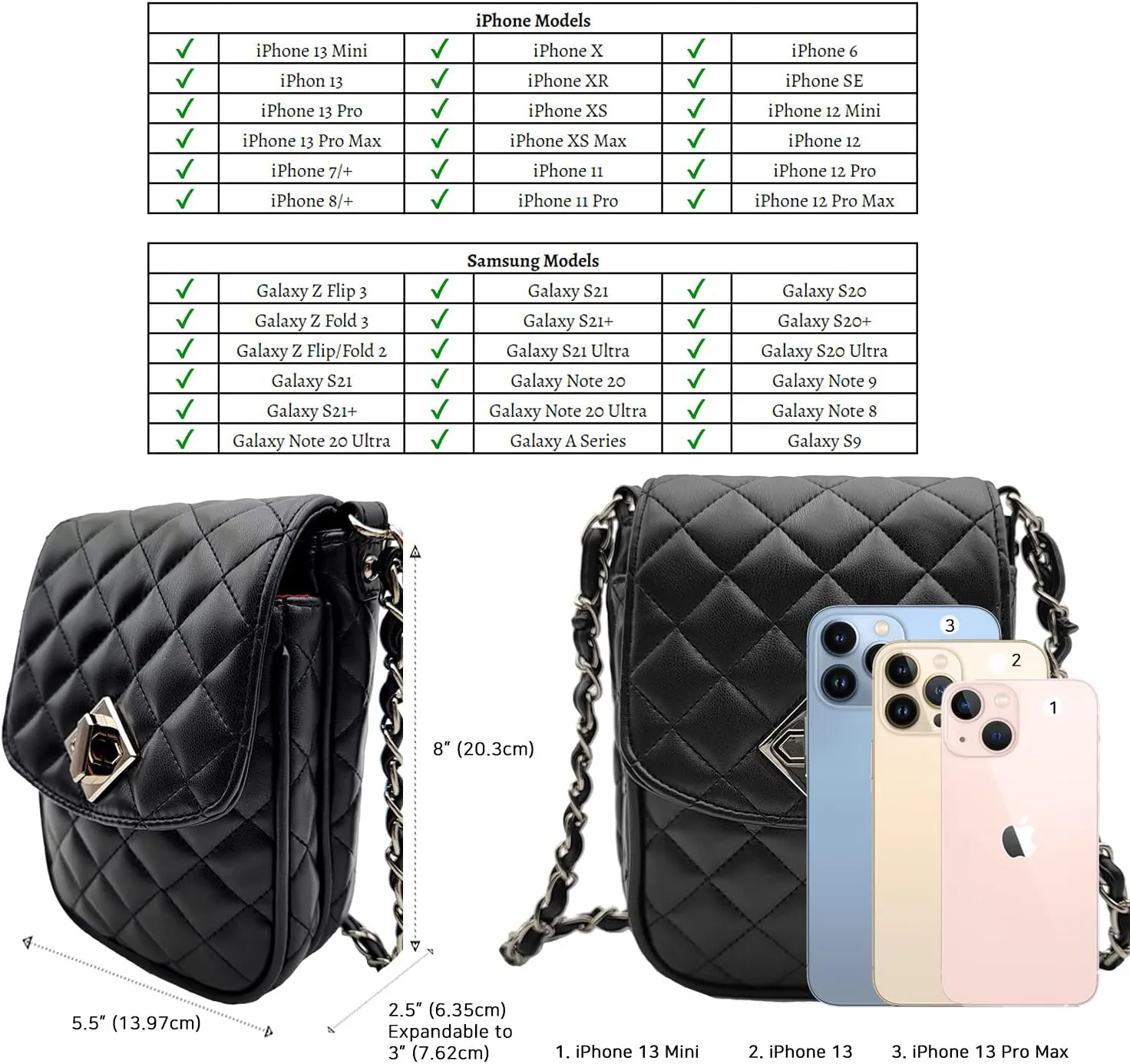 Phone Crossbody Bags for Women Small Vegan Leather Mini Shoulder Wallet Card Quilted Purse