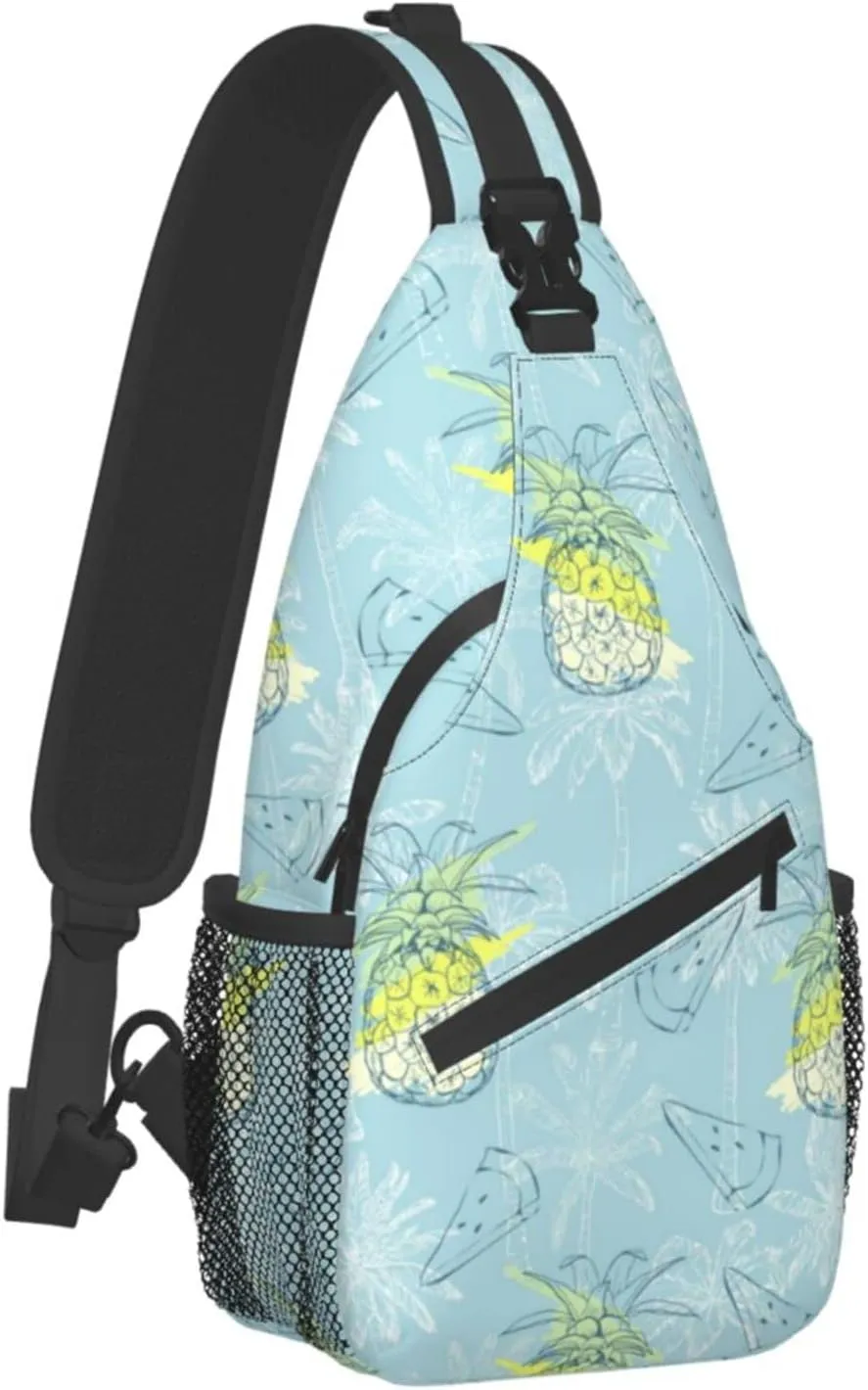 Pink Marble Sling Bag Unisex Crossbody Backpack Travel Hiking Casual Chest Bags Lightweight Fashion Chest Daypack