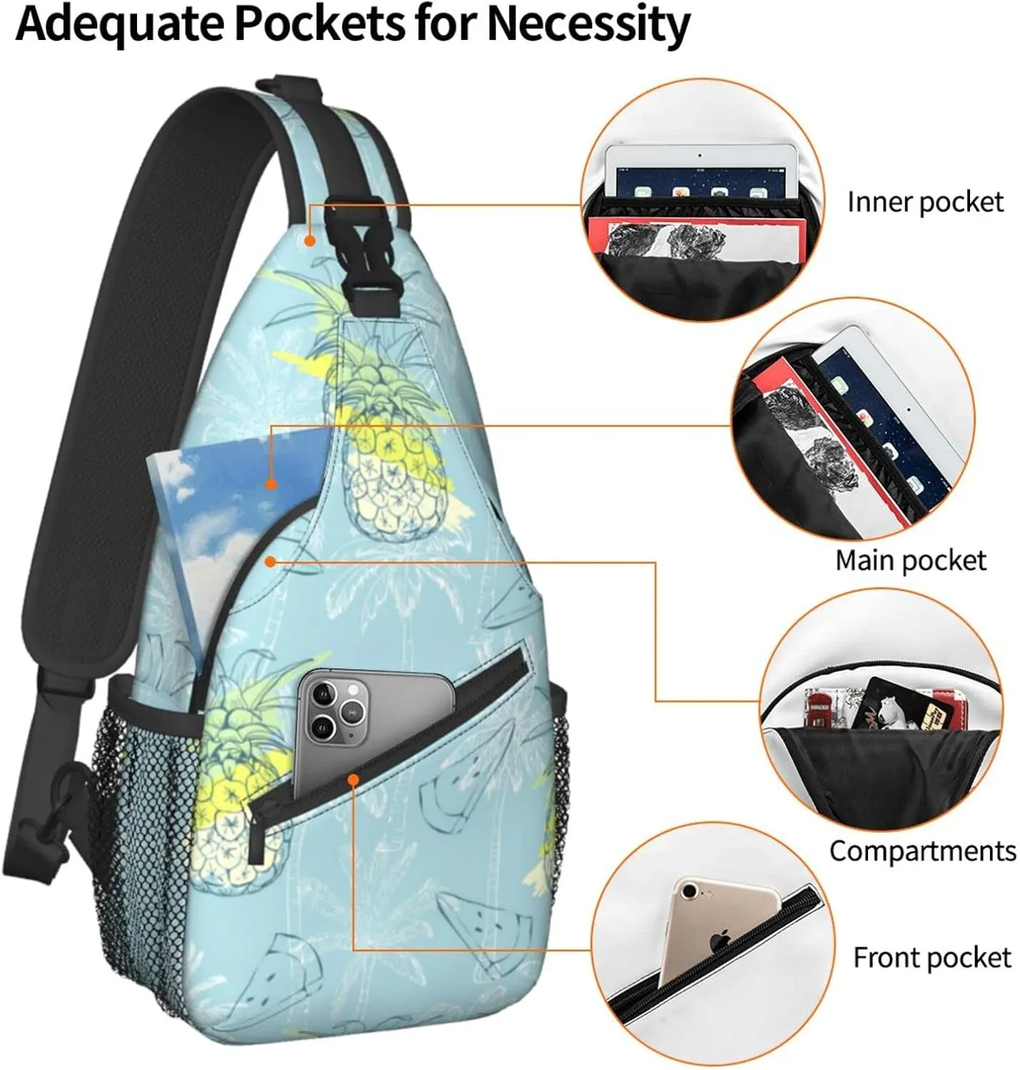 Pink Marble Sling Bag Unisex Crossbody Backpack Travel Hiking Casual Chest Bags Lightweight Fashion Chest Daypack