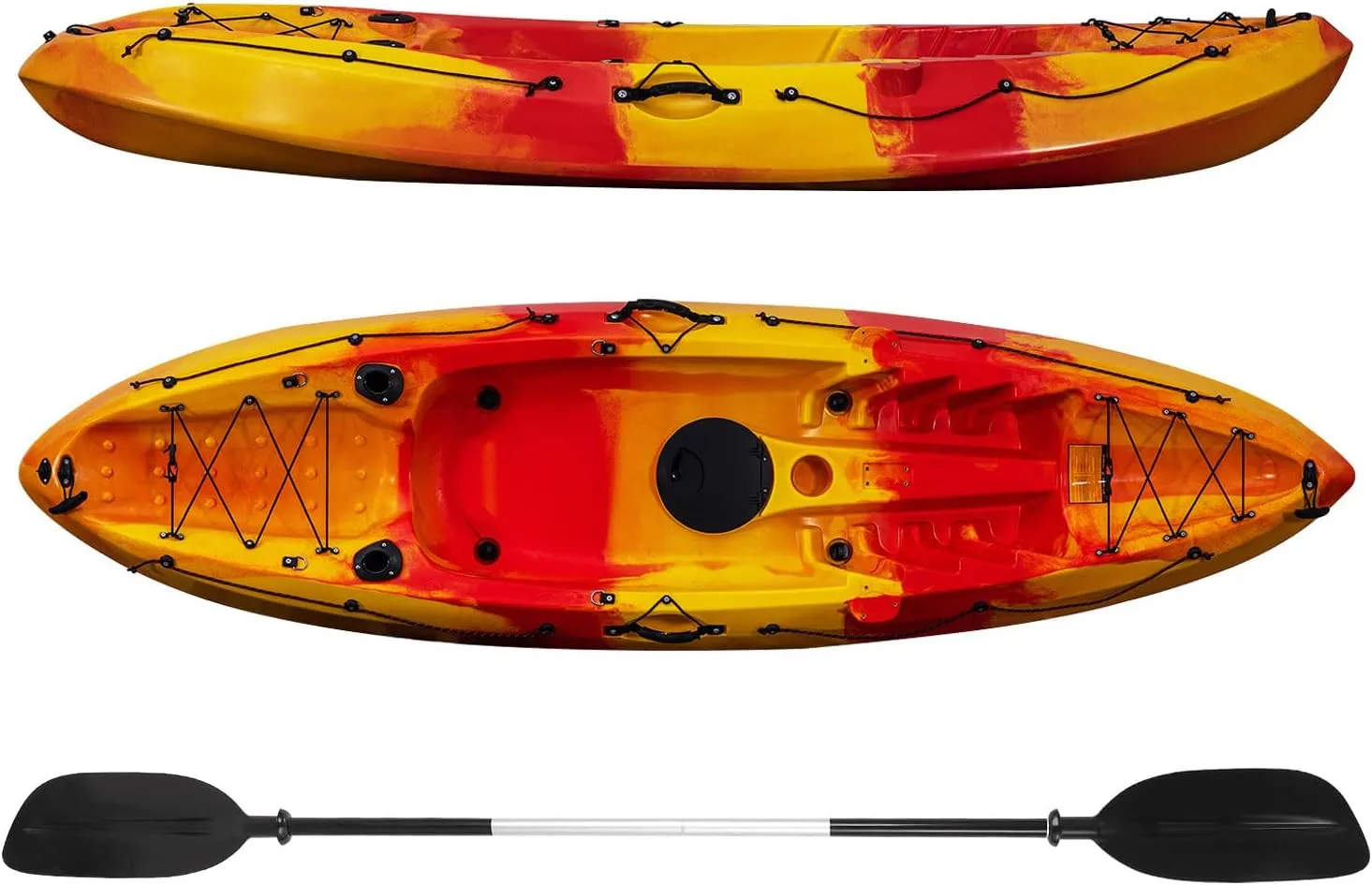 PioneerWorks Kayaks, Sit On Top Fishing Kayak with Front Storage Well, Fishing Kayak with Paddle for Adults, Capacity of 308LBS, Hard Shell Recreational Kayak Boat