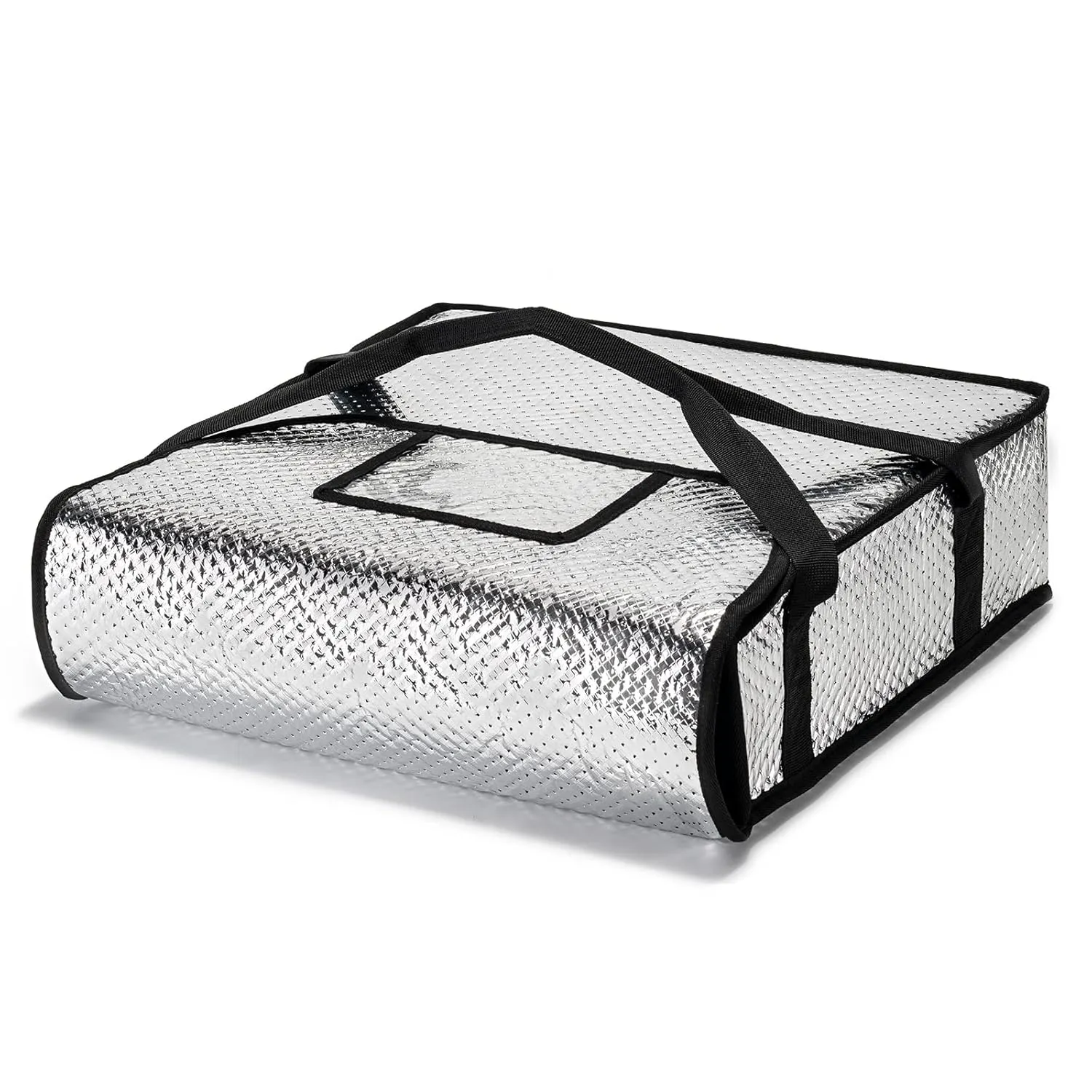 Pizza Bags for Delivery 20" X 20" X 5" - Moisture-Free, Professional Thermal Pizza Warmer, Heavy-Duty Food Carrier, Suitable for Restaurants,Picnic Uber Eats & Door Dash（ Silver）