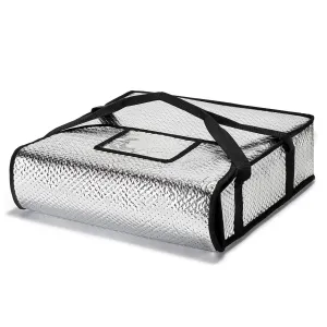 Pizza Bags for Delivery 20" X 20" X 5" - Moisture-Free, Professional Thermal Pizza Warmer, Heavy-Duty Food Carrier, Suitable for Restaurants,Picnic Uber Eats & Door Dash（ Silver）