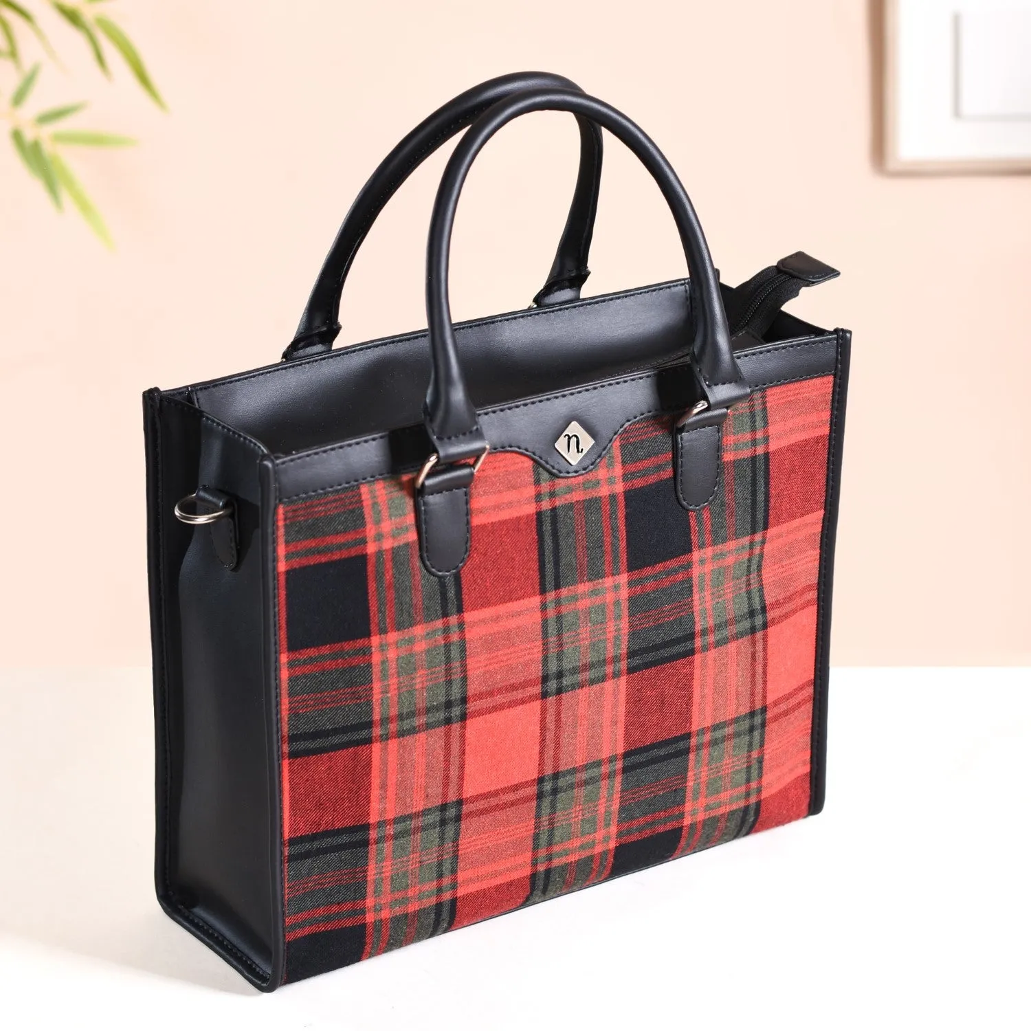 Plaid Checkered Handbag With Sling
