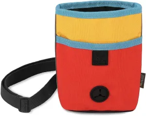 P.L.A.Y. Scout & About Deluxe Training Treat Pouch with Poop Bag Dispenser - 3 Way Wear, Detachable & Adjustable Strap, Reflective Strips, Water-Resistant Back Zipper Pocket, Squeaker (Sunrise)