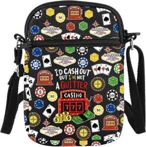 PLITI Casino Crossbody Purse Gambler Gift Casino Lover Gift I'd Cash Out But I'm Not a Quitter Slot Machine Gambling Bag