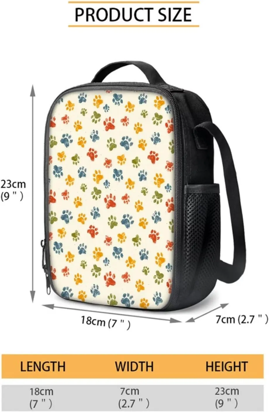 Poceacles 4 PCS Backpack School Bag for Kids Girls Boys, Primary Junior Middle School Rucksack Lunch Bag Pencil Case Water Bottle Carrier for Children Students, Colourful Paw Print