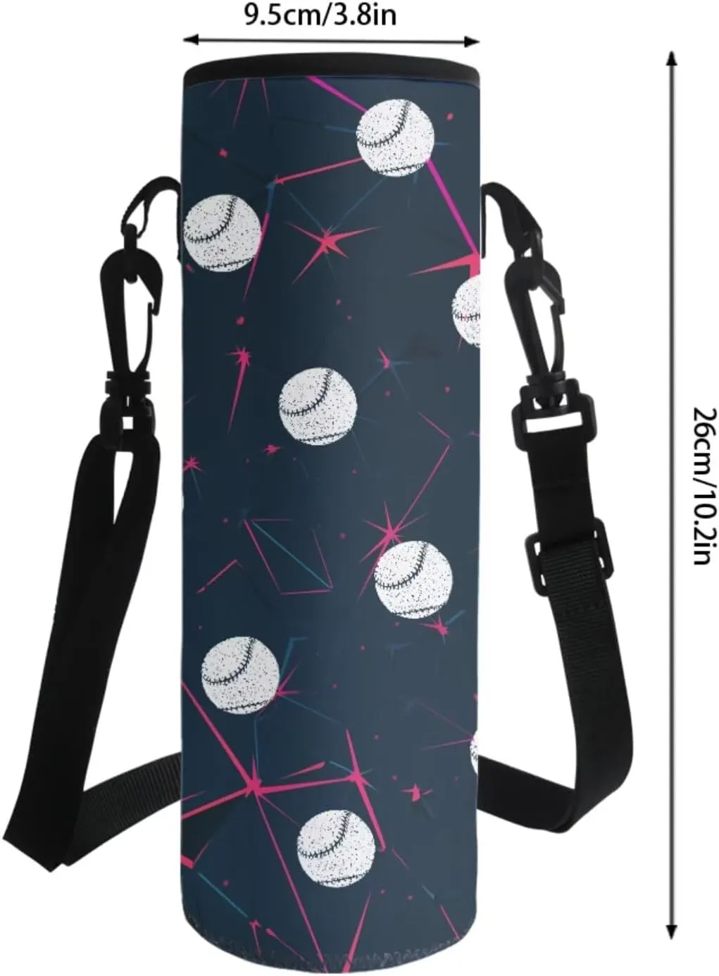 Poceacles 4 PCS Kids Backpack and Lunch Bag Set for Boys Girls Classroom Supplies Personalized Lunchbag Pencil Pouch Water Bottle Sleeve Customized Rucksack, Abstract Geometric Baseball