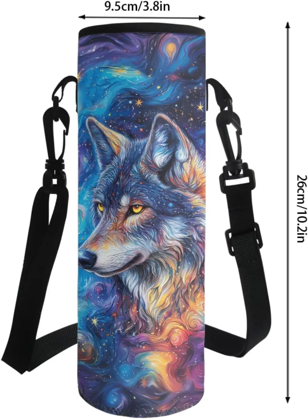 Poceacles 4 PCS Kids Backpack Set for School, Includes Schoolbag Insulated Lunch Bag Pencil Case Bottle Holder, Elementary Primary Junior Middle School Bags Bookbag, Abstract Galaxy Wolf