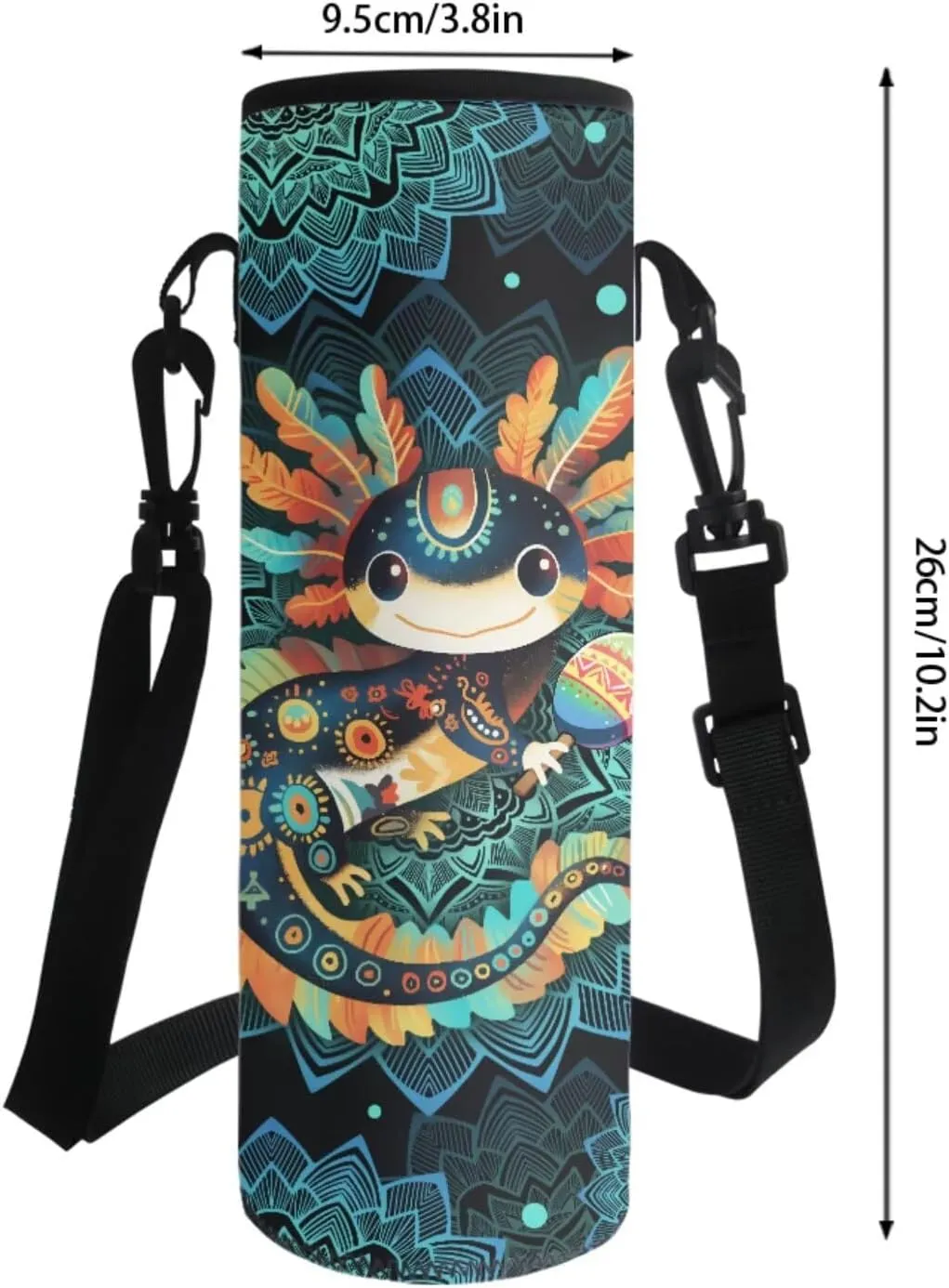 Poceacles 4 PCS Kids Backpack Set with Matching Lunch Bag Pencil Case Water Bottle Carrier, Large Capacity School Bag Practical Stylish Rucksack School Supplies Essentials, Axolotl Boho Flower Teal