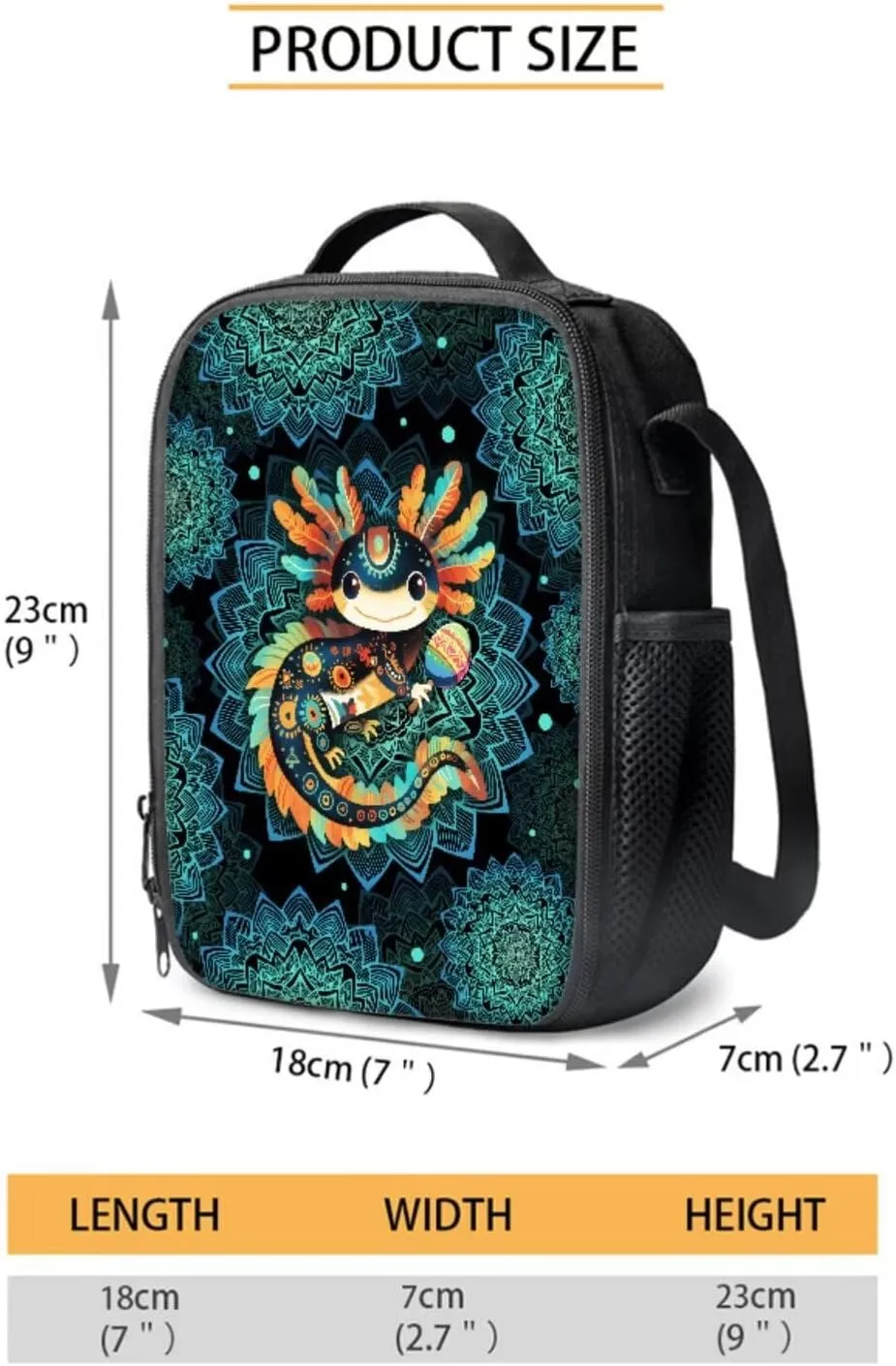 Poceacles 4 PCS Kids Backpack Set with Matching Lunch Bag Pencil Case Water Bottle Carrier, Large Capacity School Bag Practical Stylish Rucksack School Supplies Essentials, Axolotl Boho Flower Teal