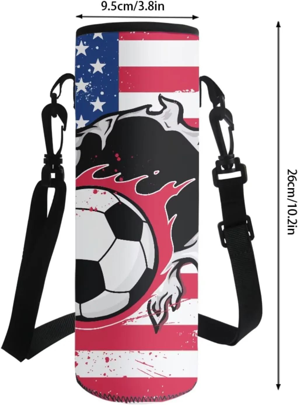 Poceacles 4 Piece School Bag Set, Rucksack with Sturdy Zipper, Portable Insulated Lunch Bag, Stationery Organizer Stylish Backpack Set for School Travel Picnic, Soccer American Flag Football