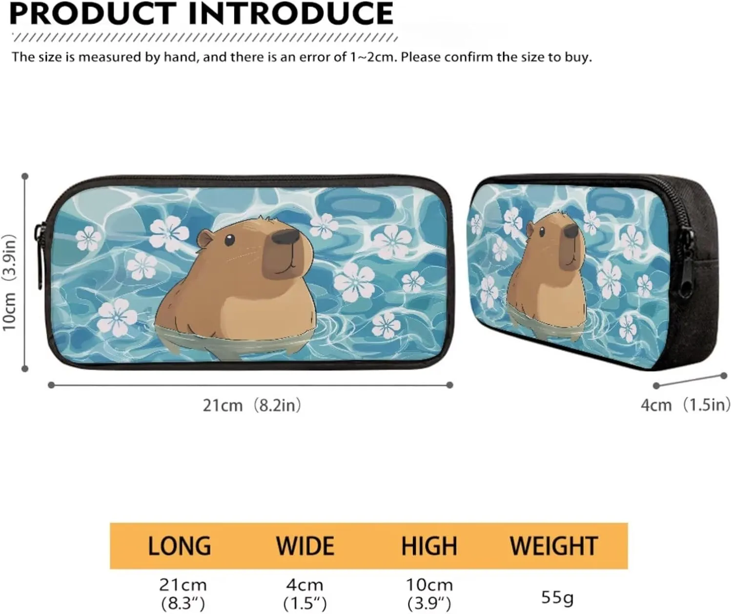 Poceacles 4 Pieces School Backpack Set with Stylish Rucksack, Insulated Lunch Box Bag, Pencil Case, Water Bottle Sleeve for Primary Secondary Students, Capybara Blue Pond Flower