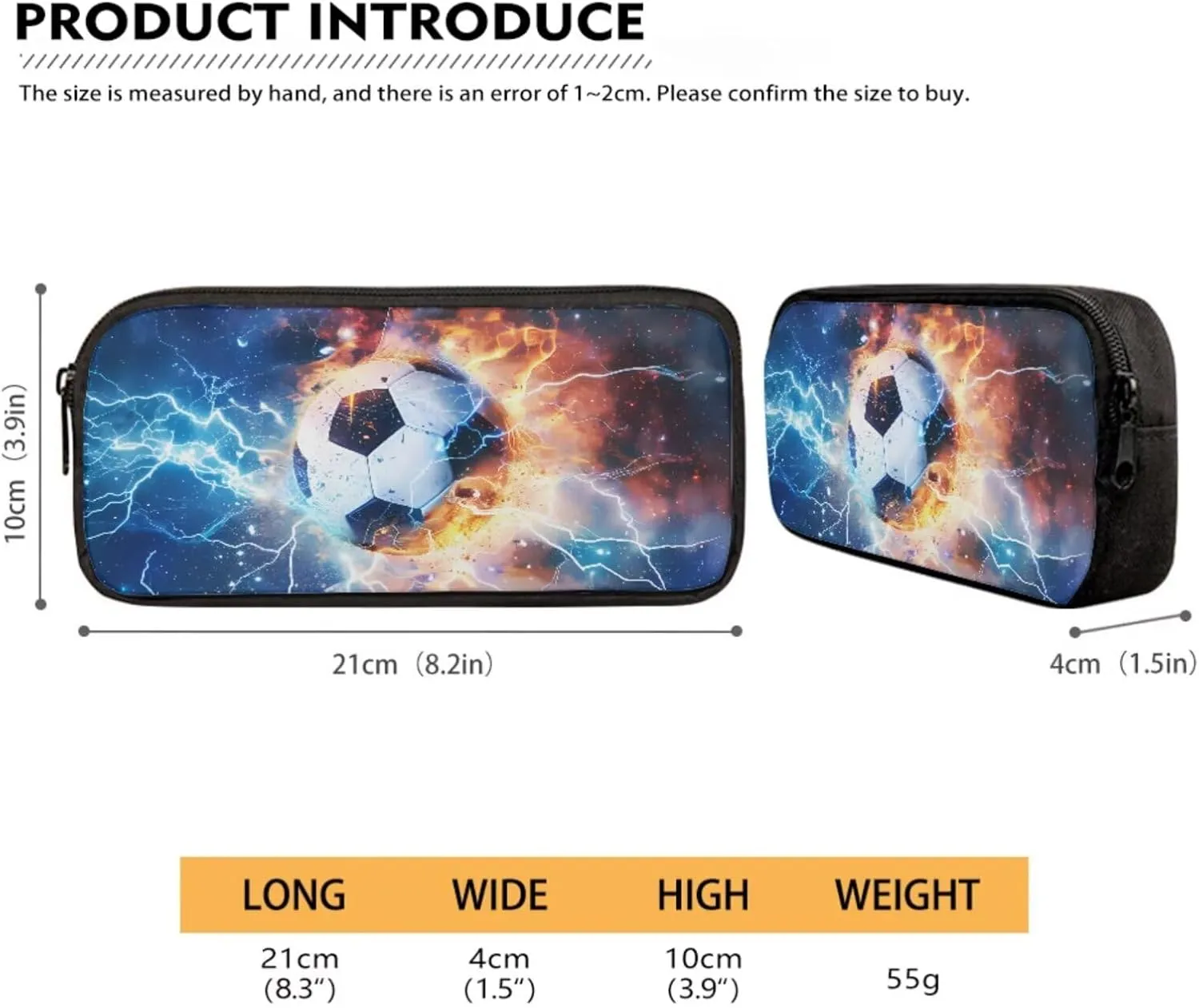 Poceacles Boys Backpack Set 4 Piece Set with School Bag Lunch Bag Pencil Case Water Bottle Holder Pouch Teens Rucksack for Primary Secondary School, Soccer Football Lightning Flame Galaxy