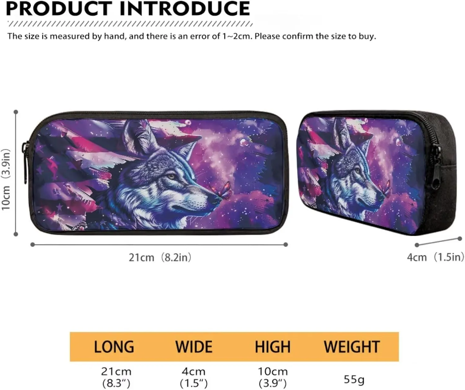 Poceacles Childrens Backpack Set, 4 in 1 Book Bag Set with Lightweight Rucksack Insulated Lunch Bag Water Bottle Sleeve Pencil Case Stationery School Supplies, American Flag Wolf Butterfly Galaxy
