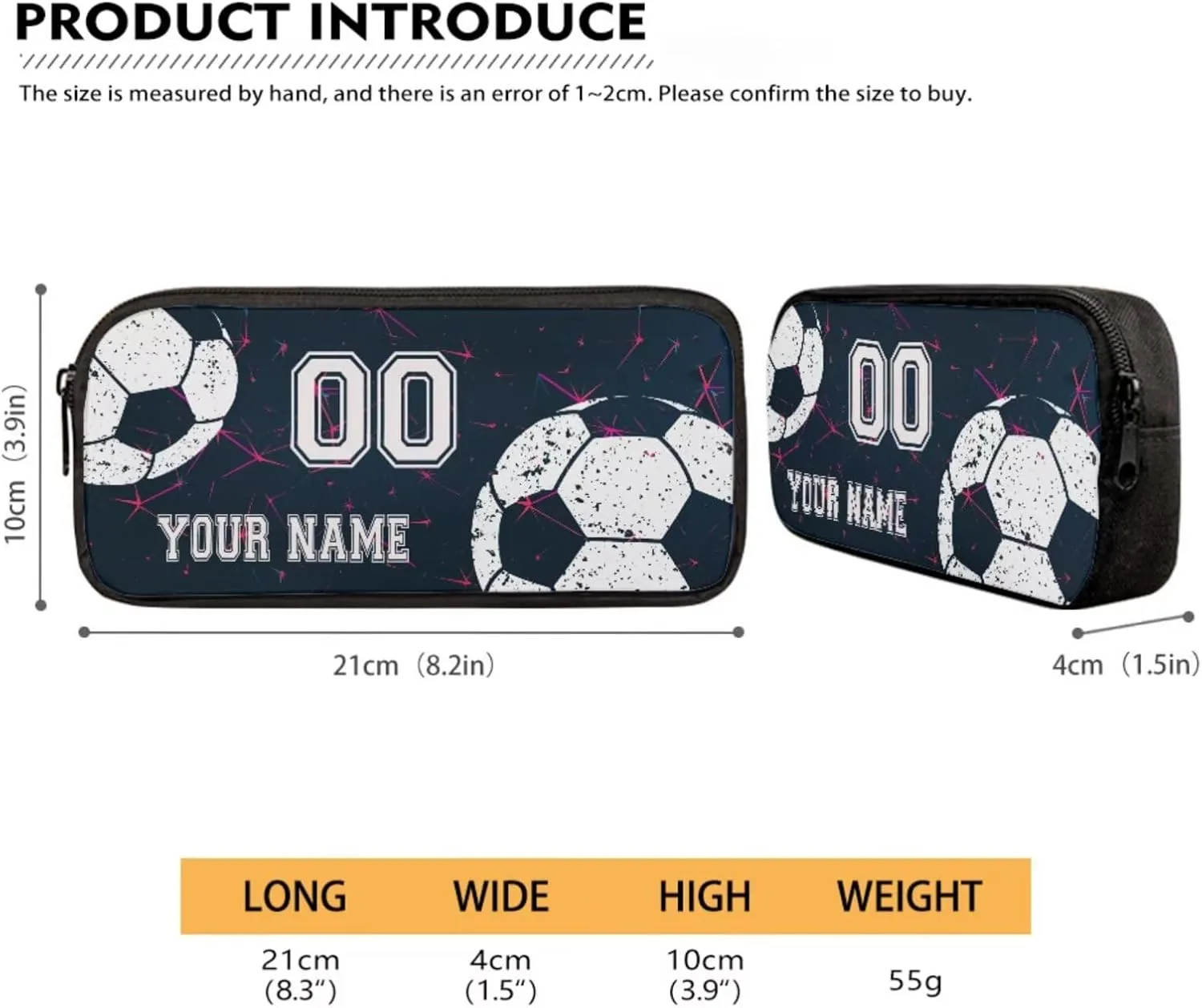 Poceacles Custom School Backpack Set for Kids 4 Pieces Set with Lunchbag Pencil Case Water Bottle Sleeve with Name and Number, Personalized Rucksack, Abstract Geometric Football Soccer