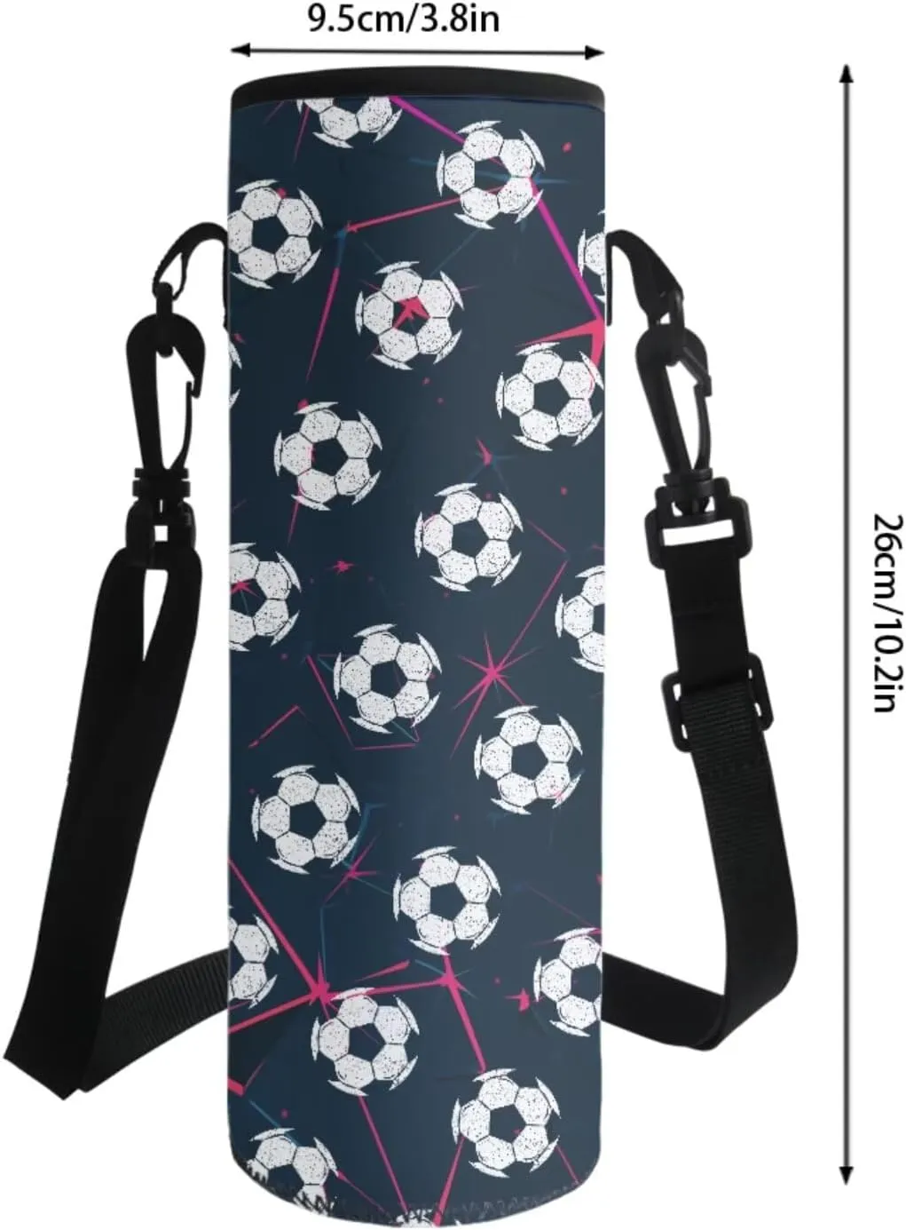 Poceacles Custom School Backpack Set for Kids 4 Pieces Set with Lunchbag Pencil Case Water Bottle Sleeve with Name and Number, Personalized Rucksack, Abstract Geometric Football Soccer