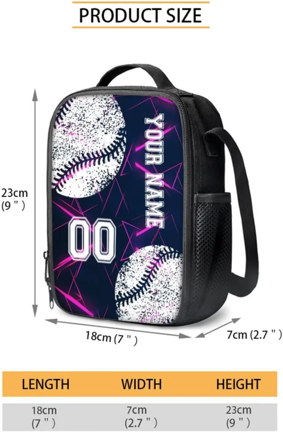 Poceacles Kids Backpack Set for Boys Girls, Personalized Name and Number 4 PCS Teenager School Bag Sets with Lunch Bag Pencil Case Bottle Pouch, School Essentials, Abstract Geometric Violet Baseball