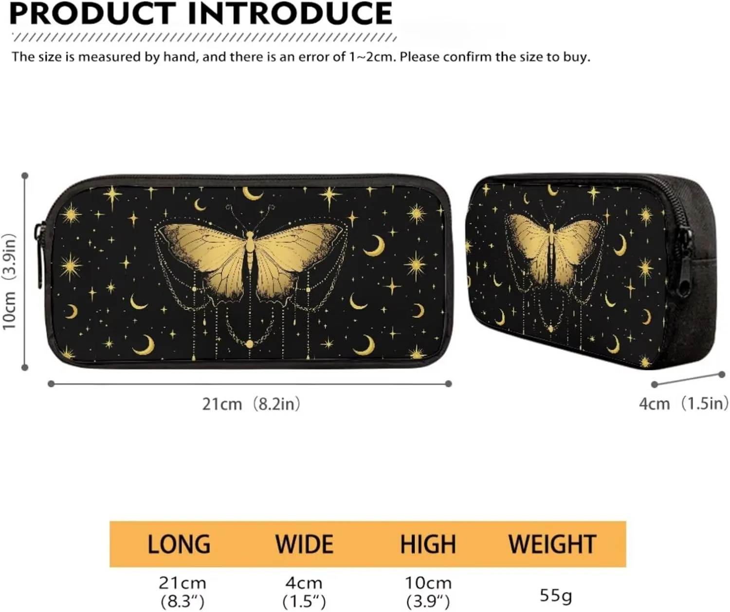 Poceacles Kids Backpack Set for School Travel, 4-Piece Sets Including Lightweight Rucksack, Lunch Bag, Pencil Case, Bottle Bag, for Students Teenagers Adults, Butterfly Moon Star