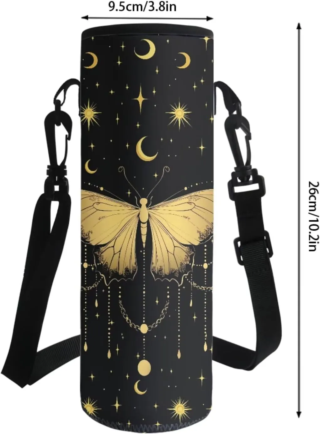 Poceacles Kids Backpack Set for School Travel, 4-Piece Sets Including Lightweight Rucksack, Lunch Bag, Pencil Case, Bottle Bag, for Students Teenagers Adults, Butterfly Moon Star