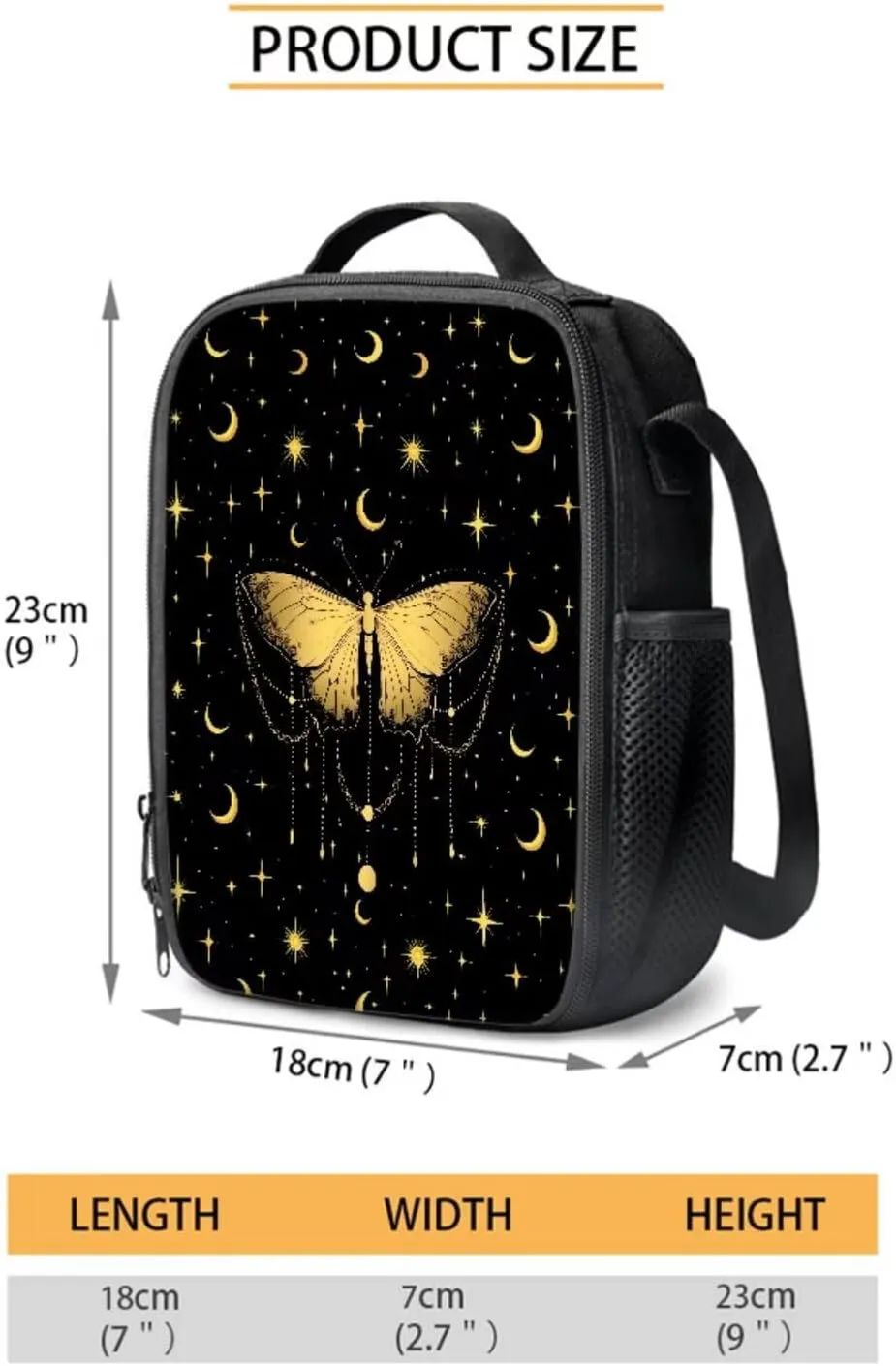 Poceacles Kids Backpack Set for School Travel, 4-Piece Sets Including Lightweight Rucksack, Lunch Bag, Pencil Case, Bottle Bag, for Students Teenagers Adults, Butterfly Moon Star