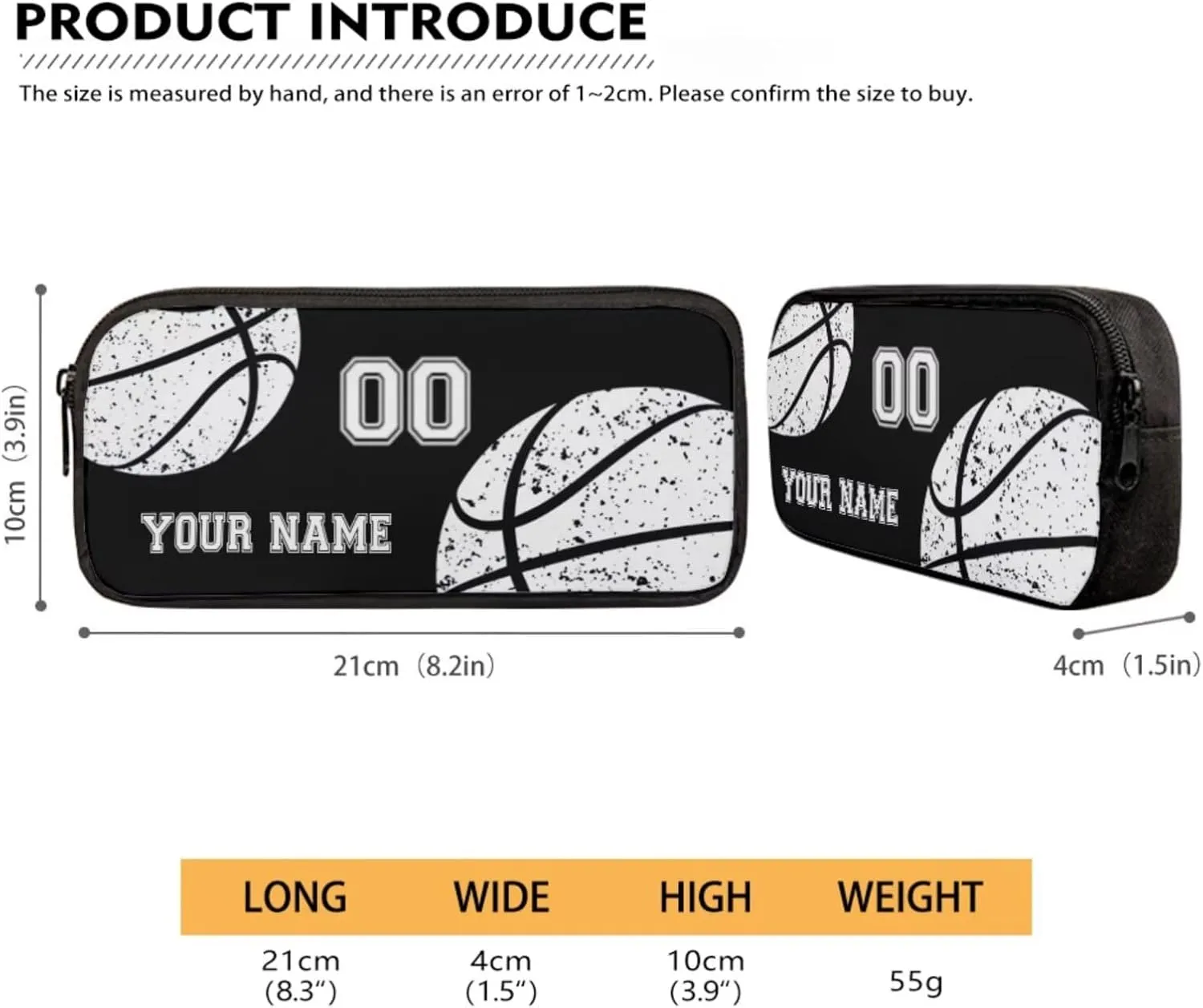 Poceacles Kids School Bag Set 4 in 1, Customize Your Name and Number, Backpack and Lunch Bag Set with Pencil Case Water Bottle Carrier, Personalized Rucksack School Supplies, Black Basketball
