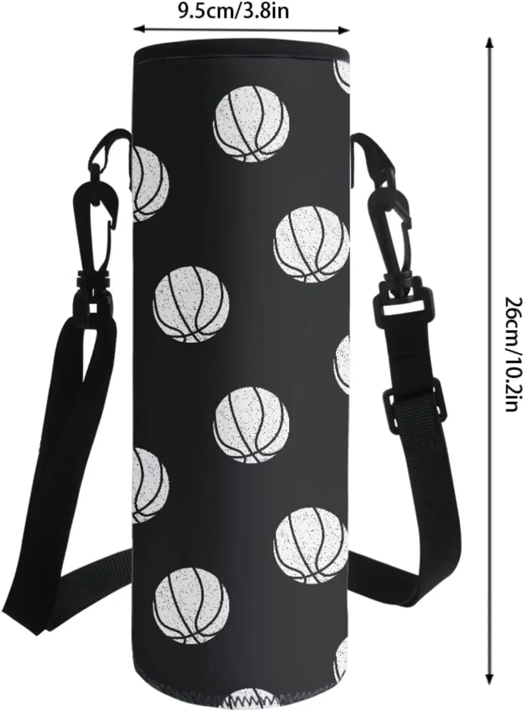 Poceacles Kids School Bag Set 4 in 1, Customize Your Name and Number, Backpack and Lunch Bag Set with Pencil Case Water Bottle Carrier, Personalized Rucksack School Supplies, Black Basketball