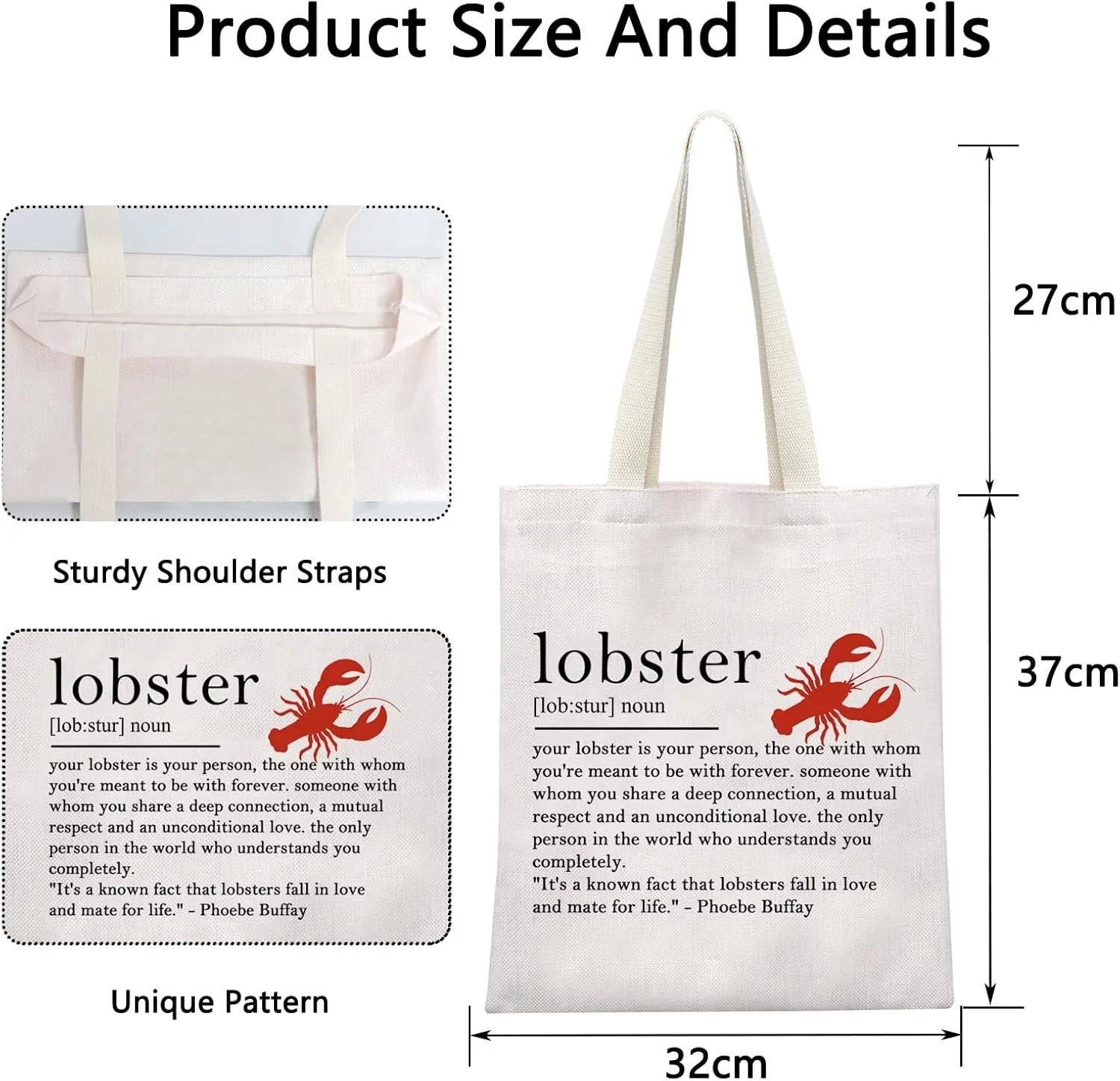 POFULL Lobster Lover Gift Lobster Definition Cosmetic Bag Valentines Day Gift (Lobster tote Bag)