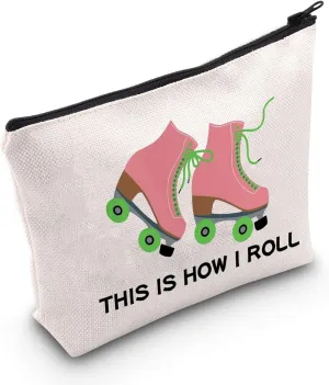POFULL Roller Skater Gift Roller Skating Lover Makeup Bag This Is How I Roll Cosmetic Bag (Roller Skater bag)
