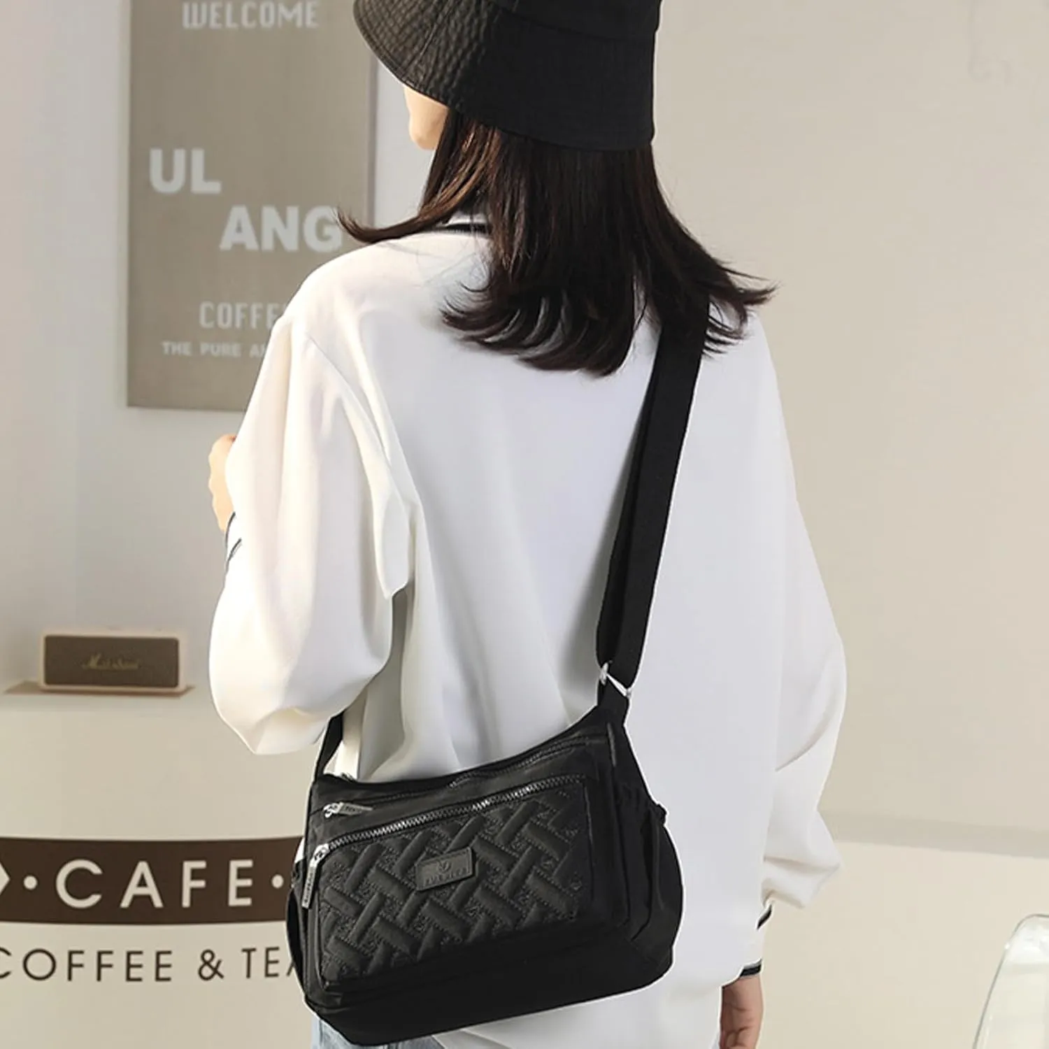 Popularate Crossbody, Lightweight Large Capacity Classic Small Popularate Bag, Nylon Shoulder Messenger Bag for Woman