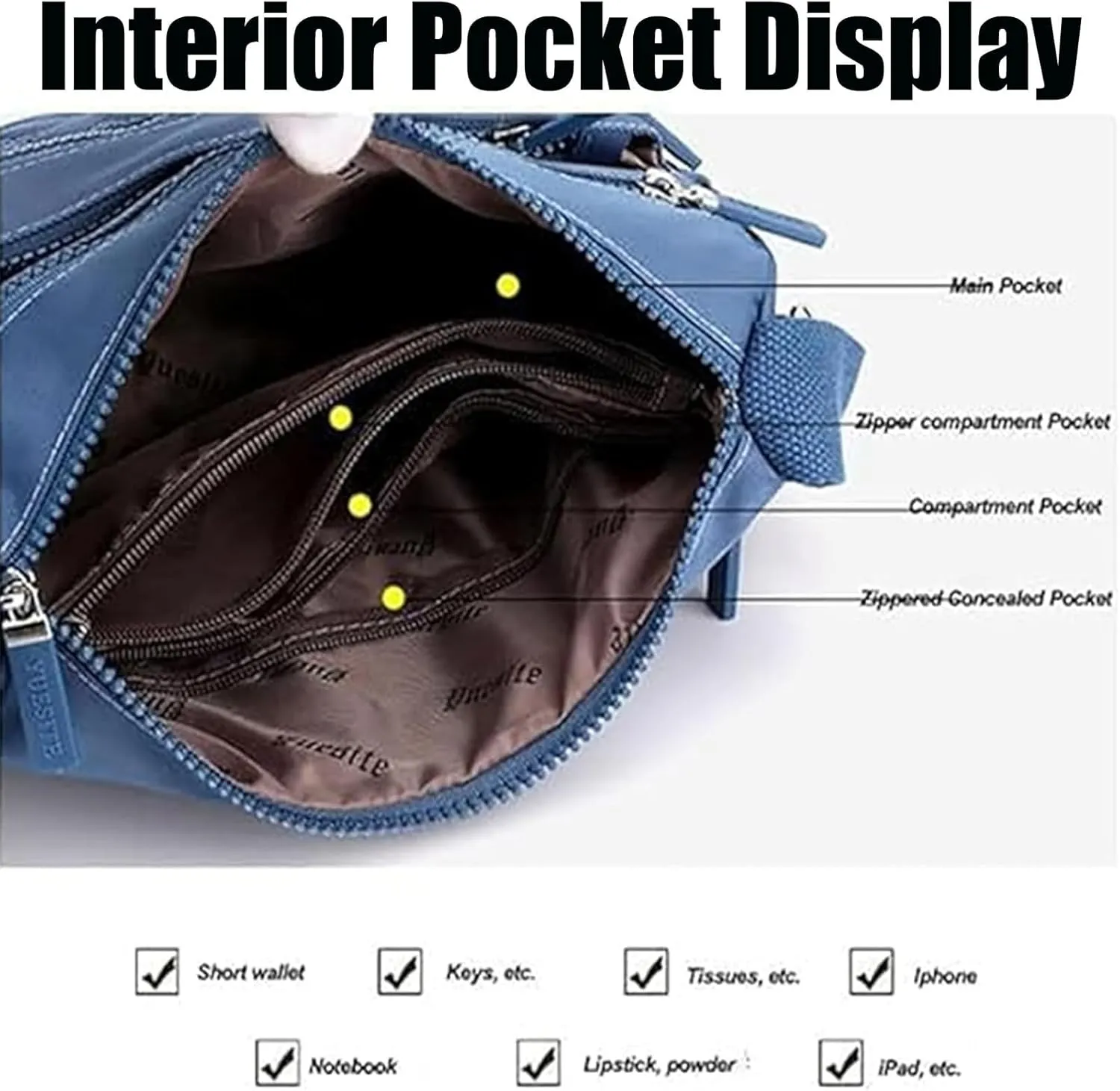 Popularate Crossbody, Lightweight Large Capacity Classic Small Popularate Bag, Nylon Shoulder Messenger Bag for Woman